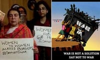 Pakistan Women sending message to Indian Women saying 'Say No to War' 